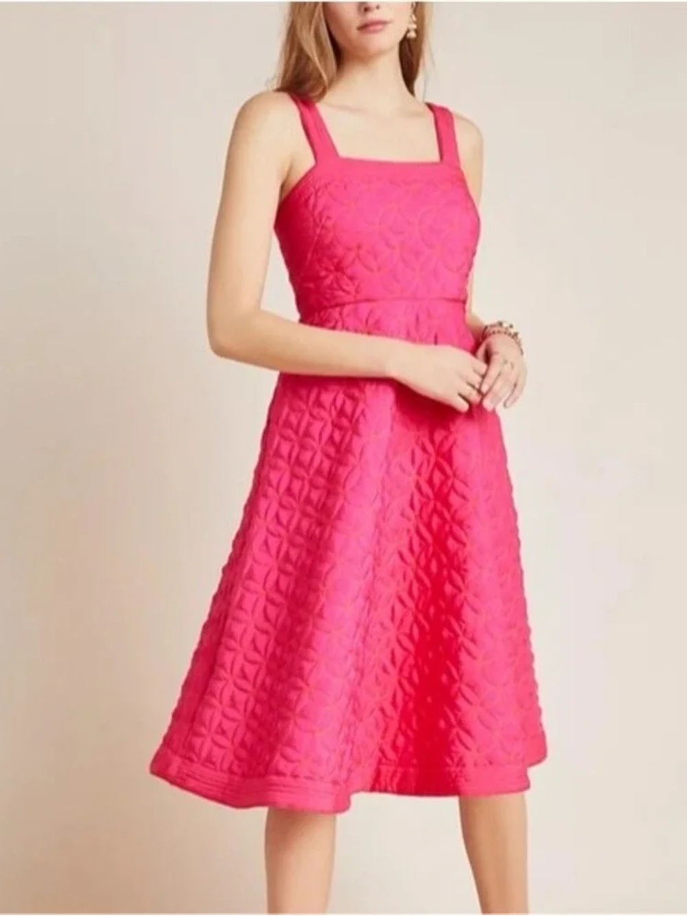 Maeve Tomasa Quilted Midi Dress